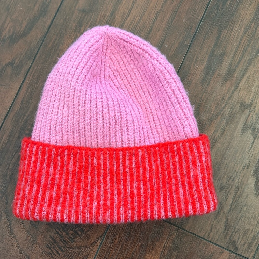 Free people red and pink beanie